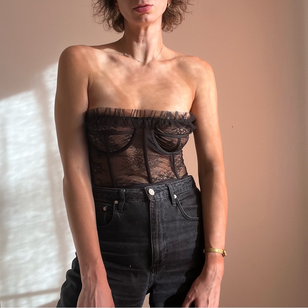 NBD Black Lace Bustier Top
